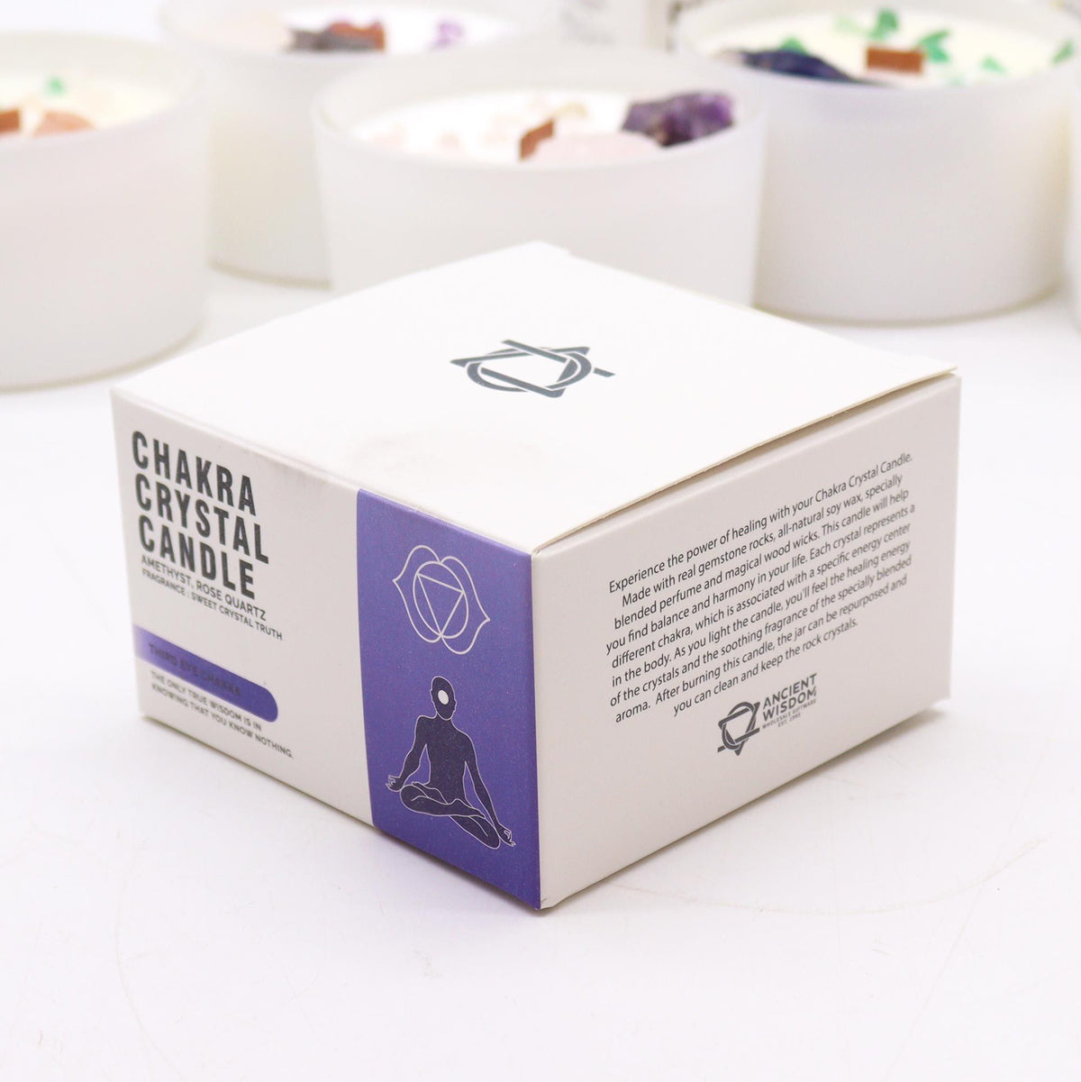 Csakra Kristálygyertya – Harmadik Szem Csakra 💜👁️🕯️