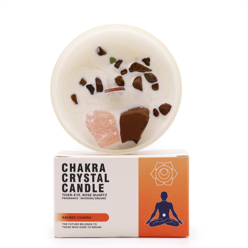 Csakra Kristálygyertya – Szakrális Csakra 🧡🕯️✨